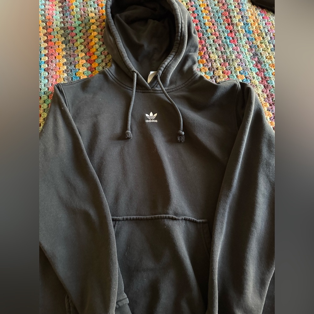 Adidas Black and White Logo Hoodie